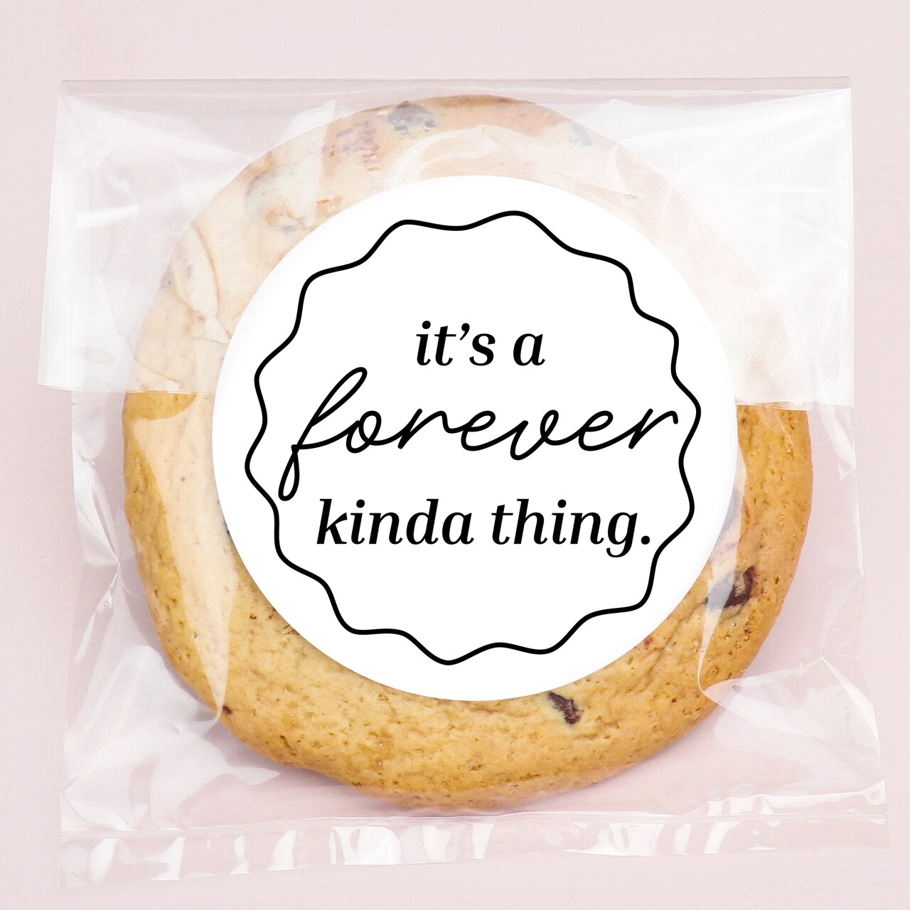 Big Dot of Happiness It's a Forever Kinda Thing Stickers and Clear Cookie Bags, Cellophane Treat Bags 4.25x7 IN for Candy or Baked Goods - 25 Count